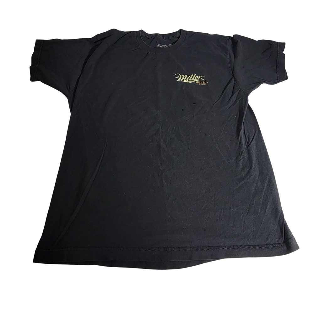 Tee Luv Miller High Life Beer T-Shirt Black Large Girl in the Moon Graphic Tee